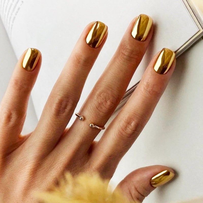 CTTHNBD 6 Packs (144 Pcs) Press on Nails, Short Press on Nails Square, Almond Press on Nails Medium, Chrome Fake Nails Metallic Glue on Nails Gel False Nails for Women, Stick on Nails Kit 12 Sizes-6 Styles - Image 2
